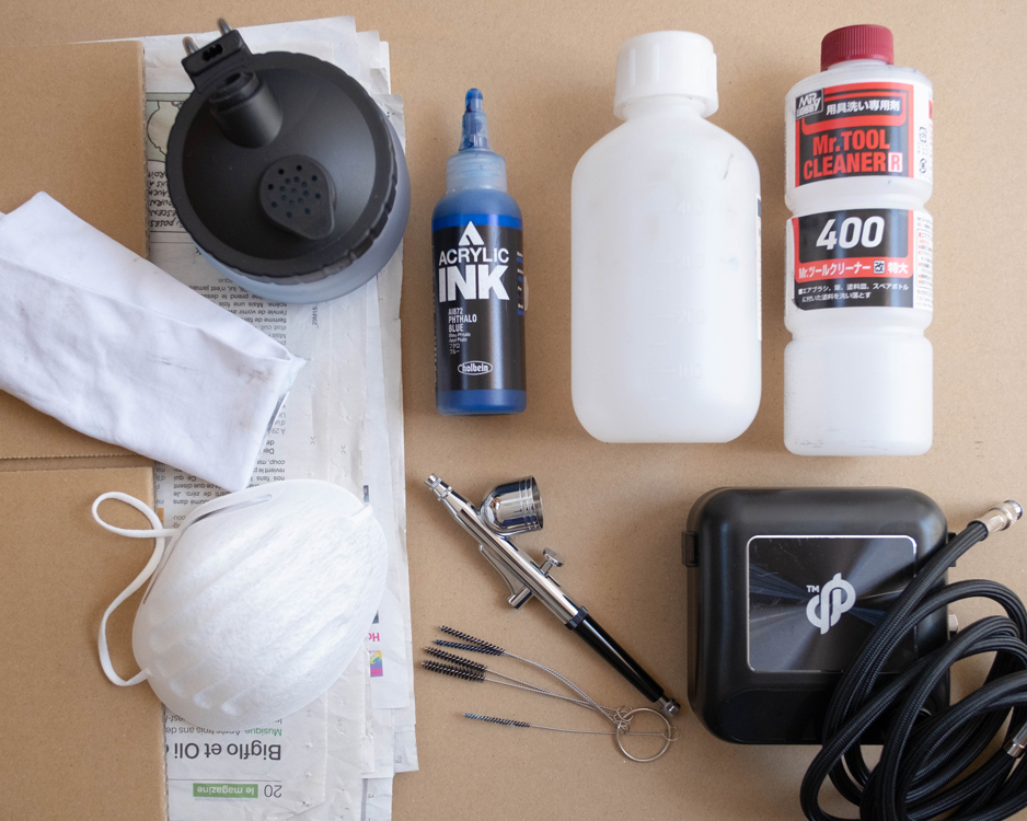アクアチントーエアブラシの道具と材料